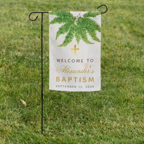 Baptism Botanical Fern Greenery Marble Welcome Garden Flag