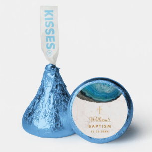 Baptism Boy Blue Geode Agathe White Marble Hershey®'s Kisses®