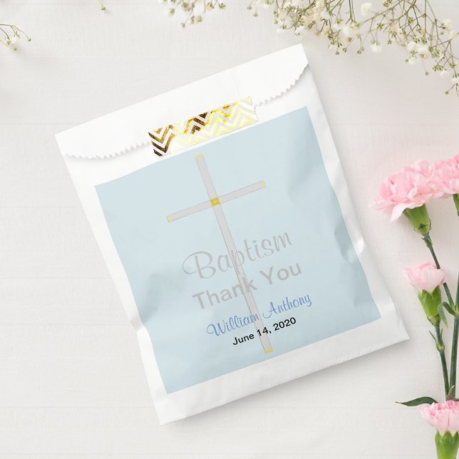 Baptism Boy Blue Thank You Favor Bags (Sealed)