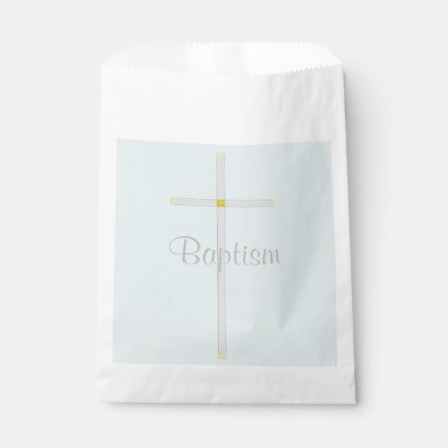 Baptism Boy Blue White Thank You Favor Bags (Front)