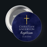 Baptism Boy Elegant Royal Blue Button<br><div class="desc">Baptism Boy Elegant Royal Blue button. Matching items available.</div>