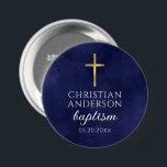 Baptism Boy Elegant Royal Blue Button<br><div class="desc">Baptism Boy Elegant Royal Blue button. Matching items available.</div>