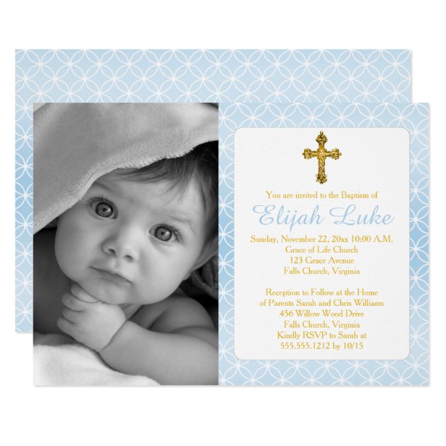 Baptism | Boy Eternity Rings Gold Cross Photo Card