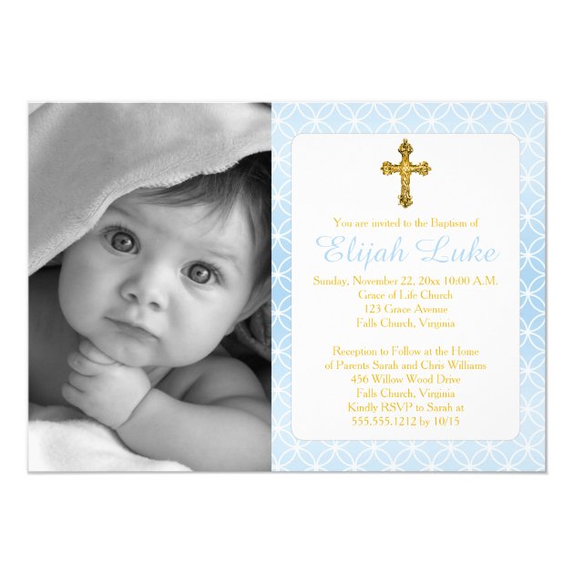 Baptism | Boy Eternity Rings Gold Cross Photo Card