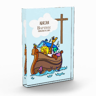 Baptism Boy Noah's Ark, Cute Animals Personalized Acrylic Award