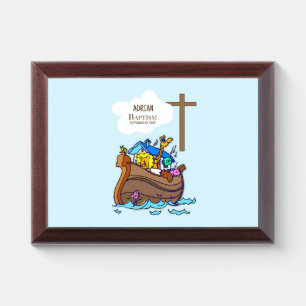 Baptism Boy Noah's Ark, Cute Animals Personalized Award Plaque