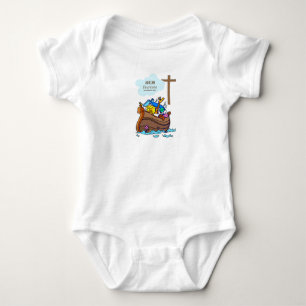 Baptism Boy Noah's Ark, Cute Animals Personalized Baby Bodysuit
