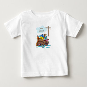 Baptism Boy Noah's Ark, Cute Animals Personalized Baby T-Shirt