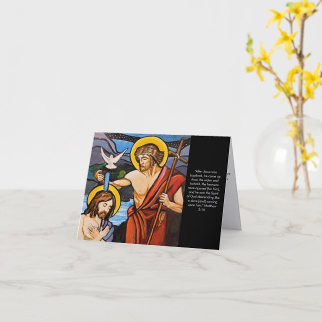 Baptism Card - Original Artwork  (Yellow Flower)