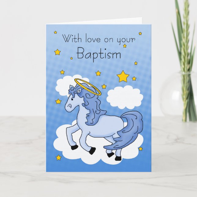Baptism Card With Blue Horse (Front)