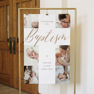 Baptism Celebration Photo Collage Party Keepsake Banner