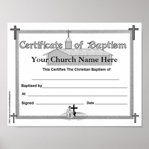 Baptism Certificate Reproducable Master Copy Poster