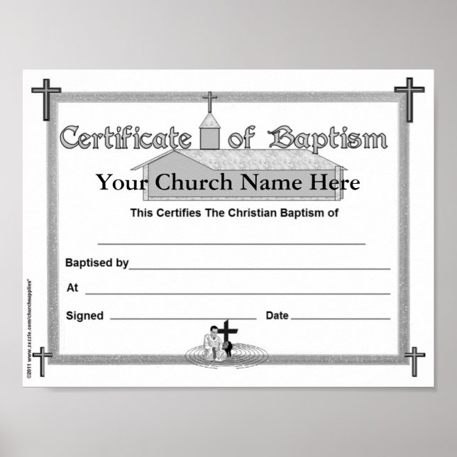 Baptism Certificate Reproducable Master Copy Poster (Front)