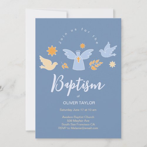 Baptism Christening Angel and Dove Invitation