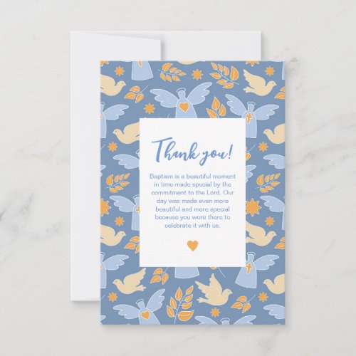 Baptism Christening angel and dove Thank You Card