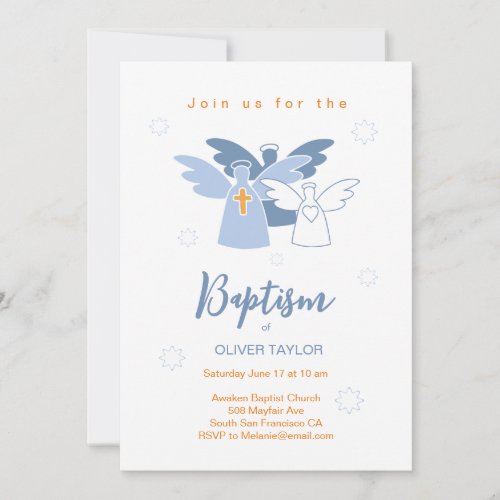 Baptism Christening Angels Invitation