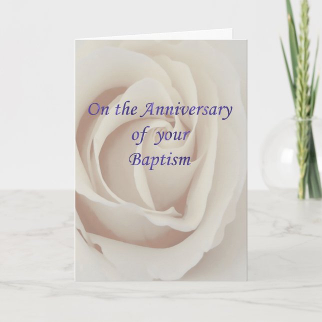 Baptism/Christening Anniversary white rose Card (Front)