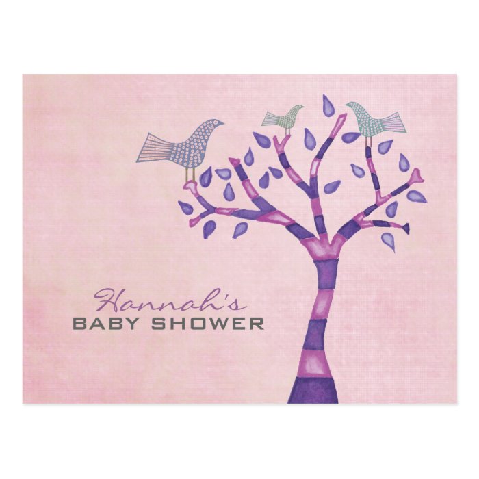 Baptism Christening Bird Trio in Tree Party Invite Post Cards