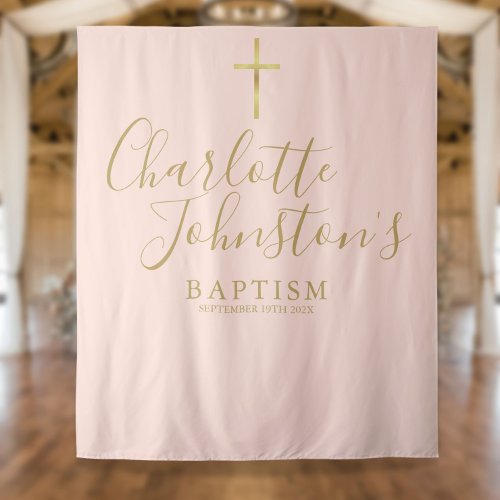 Baptism Christening Blush Pink Photo Backdrop