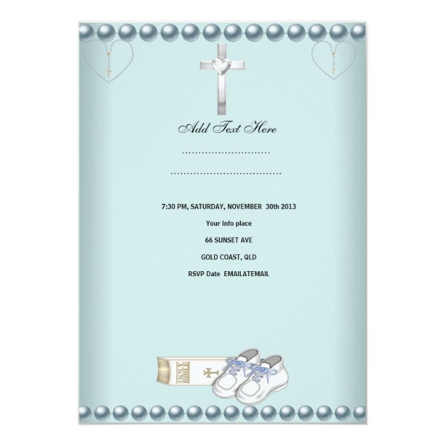 Baptism Christening Boy Pink White Blue Invitation