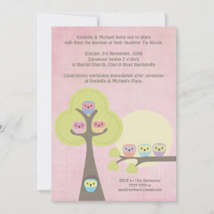 Baptism Christening Ceremony Cute Owls Invitation