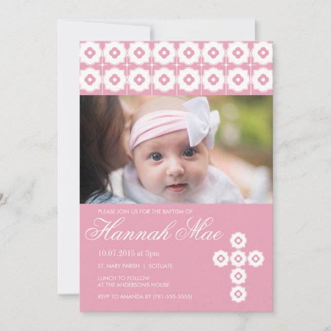 Baptism, Christening, Communion Invitation - Girl (Front)