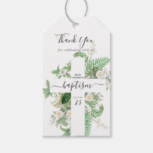 Baptism Christening Cross Greenery Gender Neutral Gift Tags