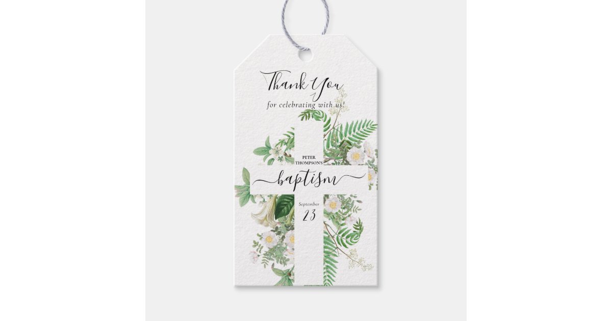 Greenery Baptism Thank You Tags