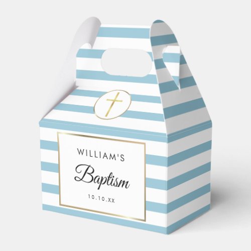 Baptism Christening Cute Blue Stripe Favor Box