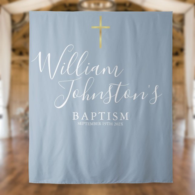 Baptism Christening Dusty Blue Photo Backdrop (Creator Uploaded)
