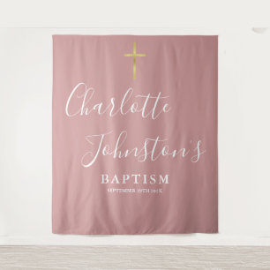 Baptism Christening Dusty Rose Pink Photo Backdrop