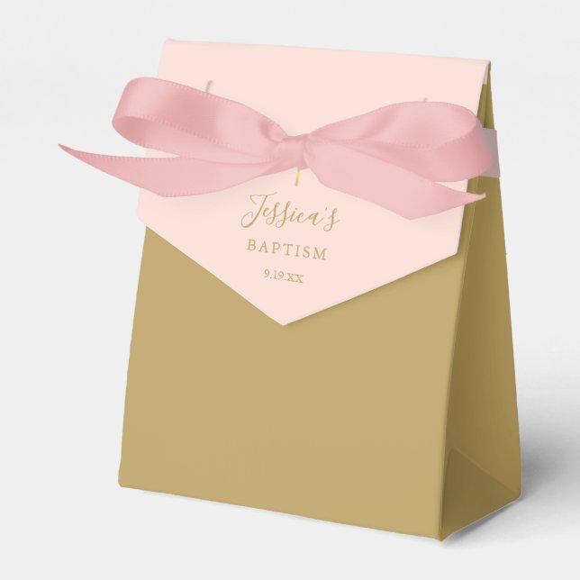 Baptism Christening Elegant Blush Pink Favor Boxes (Front Side)