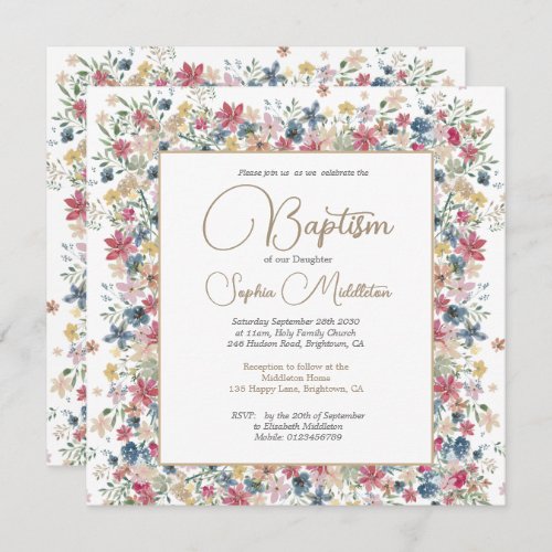 Baptism Christening Elegant Floral Religious Invitation