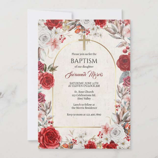Baptism, Christening, Elegant, Gender Neutral,  Invitation (Front)