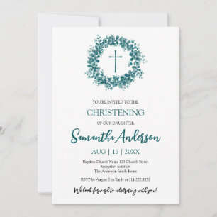 Baptism Christening Eucalyptus Greenery minimalist Invitation