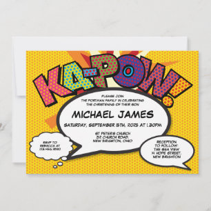 Baptism Christening Fun Modern Comic Book Invitation