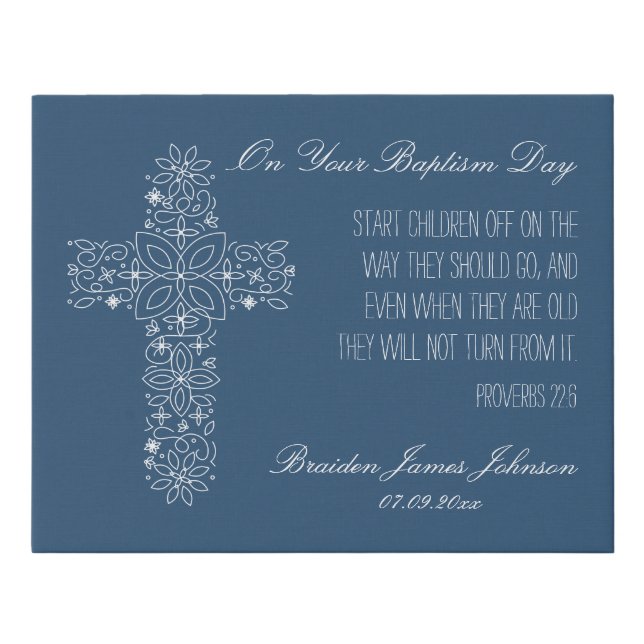 Baptism Christening Gift Faux Wrapped Canvas Print (Front)