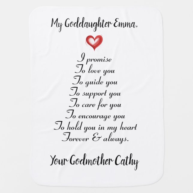 Baptism / christening gift to goddaughter, custom  baby blanket (Front)