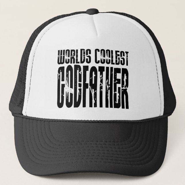 Baptism Christening Gifts Worlds Coolest Godfather Trucker Hat (Front)