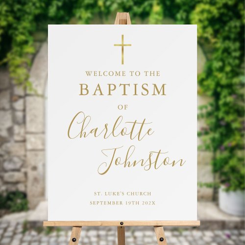 Baptism Christening Gold Welcome Sign