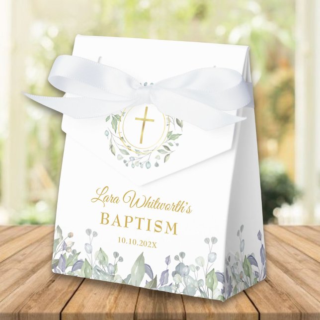 Baptism Christening Greenery Foliage Favor Boxes (Creator Uploaded)