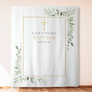 Baptism Christening Greenery Photo Booth Backdrop
