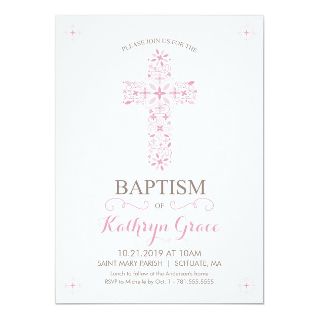 Baptism, Christening Invitatio, Baby Girls Invite