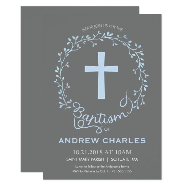 Baptism, Christening Invitation - Baby Boy Invite