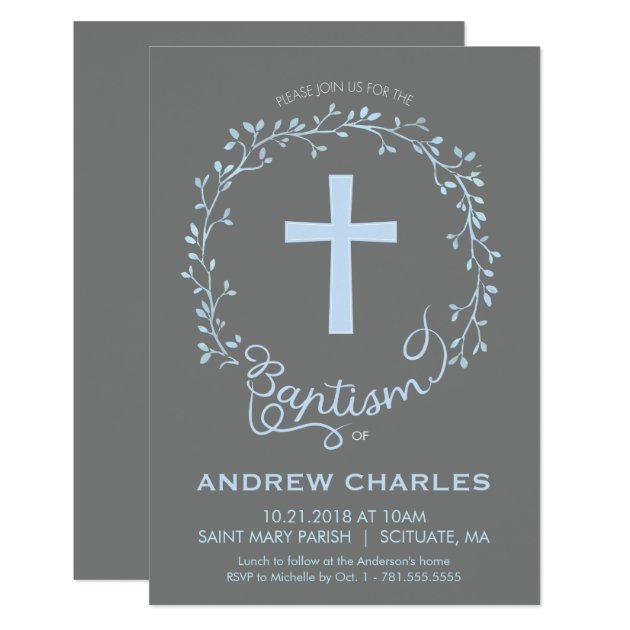 Baptism, Christening Invitation - Baby Boy Invite