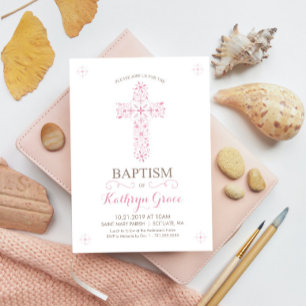 Baptism, Christening Invitation, Baby Girls Invite