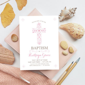 Baptism, Christening Invitation, Baby Girls Invite