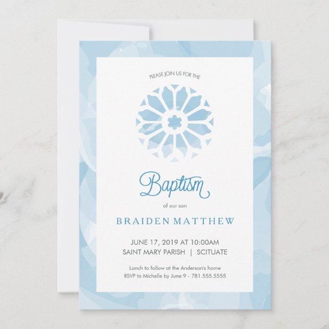 Baptism, Christening Invitation, Boys Invite (Front)
