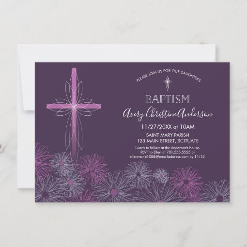 Baptism, Christening Invitation Girl, Custom Zazzle