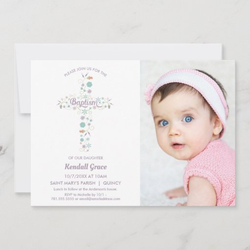 Baptism, Christening Invitation, Girl Photo Invite Zazzle